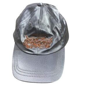 Silver Baseball Hat with orange embroidery
